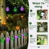 GIGALUMI Halloween Solar Lights Outdoor Solar Hanging Lanterns Outside 12PC(Green)