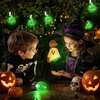 GIGALUMI Halloween Solar Lights Outdoor Solar Hanging Lanterns Outside 12PC(Green)