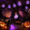 GIGALUMI Halloween Solar Lights Outdoor Solar Hanging Lanterns Outside 12PC(Purple)