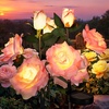 GIGALUMI Solar Outdoor Lights 9 Roses for Garden Decor, 3Pack Multi-Colored(Pink)