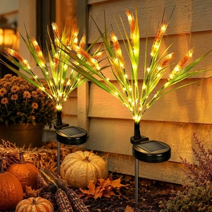 GIGALUMI 2 Pack Solar Wheat Outdoor Fall Decor, 2 Modes, Yellow(Yellow)