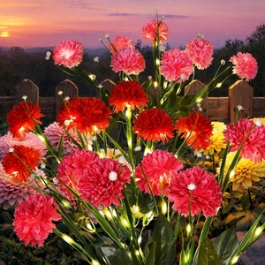 GIGALUMI 3 Pack Solar 21 Chrysanthemum Flowers Outdoor, 2 Modes Multi-Color(Multicolor)