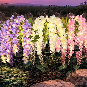 GIGALUMI 3 Pack Solar Wisteria Flowers Outdoor, 2 Modes, Multicolored(Multicolor)