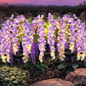 GIGALUMI 3 Pack Solar Wisteria Flowers Outdoor, 2 Modes, Multicolored(Purple)