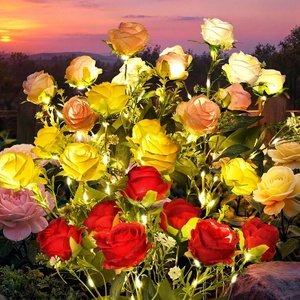 GIGALUMI 4 Pack Solar 28 Roses Flowers Outdoor, 2 Modes, Multicolored(Multicolor)