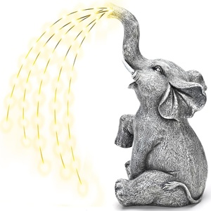 GIGALUMI Elephant Statue Solar Garden Decor Yard Outdoor Gifts for Women(Twinkling Lights Elephant)