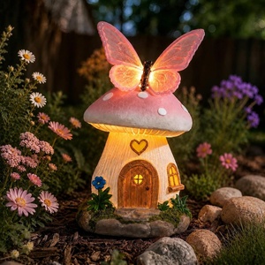 GIGALUMI Fairy Garden Mushroom 9.3″, Fairy Garden Accessories Outdoor(Pink)