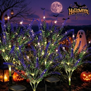 GIGALUMI Solar Halloween Lights Artificial Flowers for Garden Decor, 4 Pack(Set of 4)