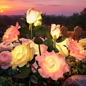 GIGALUMI Solar Outdoor Lights 9 Roses for Garden Decor, 3Pack Multi-Colored(Pink+Yellow)