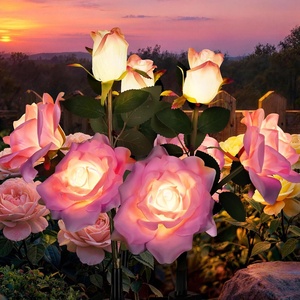 GIGALUMI Solar Outdoor Lights 9 Roses for Garden Decor, 3Pack Multi-Colored(Purple)