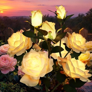GIGALUMI Solar Outdoor Lights 9 Roses for Garden Decor, 3Pack Multi-Colored(Yellow)