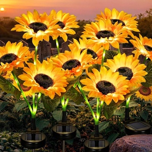 GIGALUMI Solar Sunflower Decor, 2 Pack LED Sunflower Gifts for Women(Set of 4)